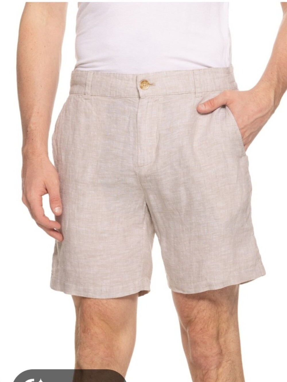 Collection by Michael Strahan Solid 100% Linen Shorts. Color Oatmeal. Size small